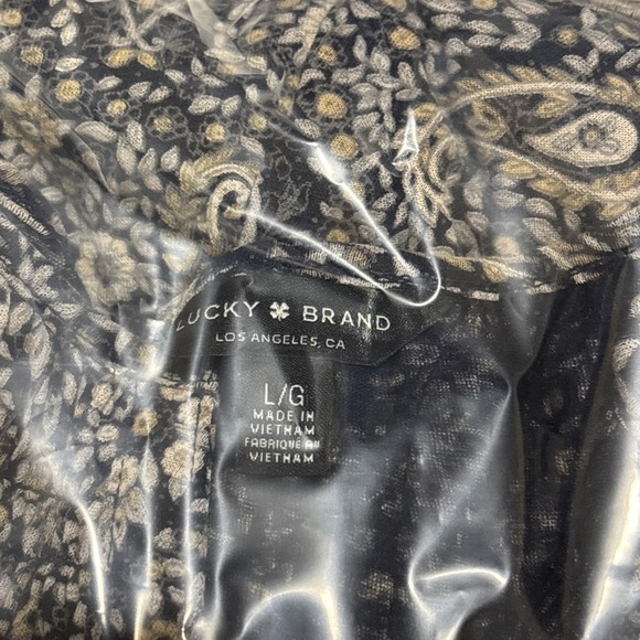 Lucky Brand Paisley Smocked long sleeve top Size Large  Boho, Multicolor Indie - Picture 10 of 10